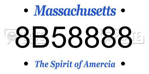 8B58888 Massachusetts License Plate