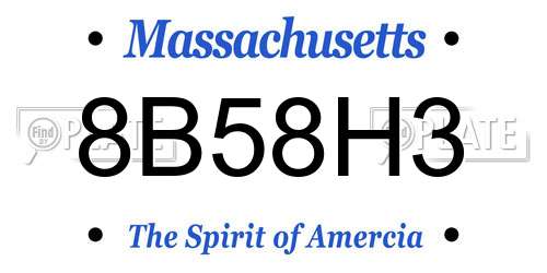8B58H3 Massachusetts License Plate
