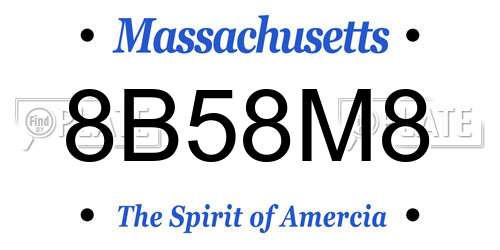 8B58M8 Massachusetts License Plate