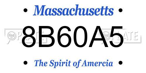 8B60A5 Massachusetts License Plate
