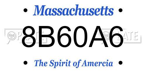 8B60A6 Massachusetts License Plate