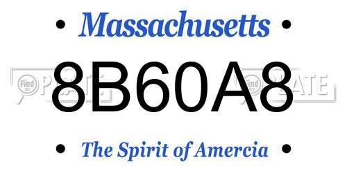 8B60A8 Massachusetts License Plate