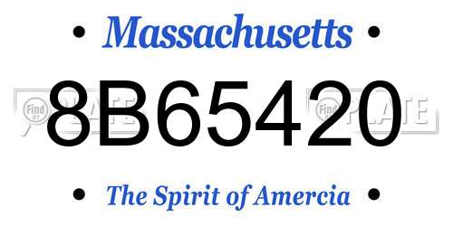 8B65420 Massachusetts License Plate