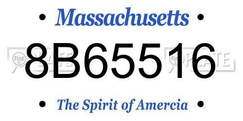 8B65516 Massachusetts License Plate