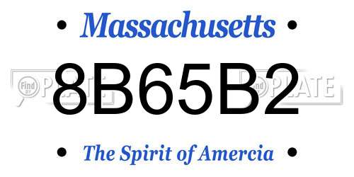 8B65B2 Massachusetts License Plate