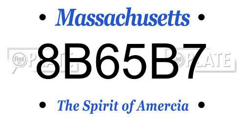 8B65B7 Massachusetts License Plate