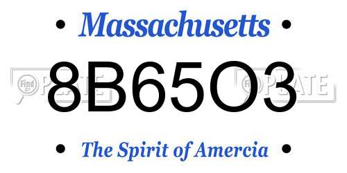 8B65O3 Massachusetts License Plate