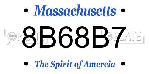 8B68B7 Massachusetts License Plate