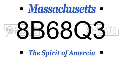 8B68Q3 Massachusetts License Plate