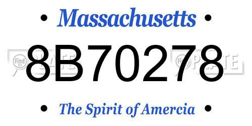 8B70278 Massachusetts License Plate