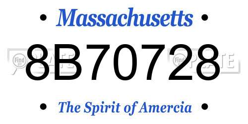 8B70728 Massachusetts License Plate