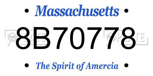 8B70778 Massachusetts License Plate