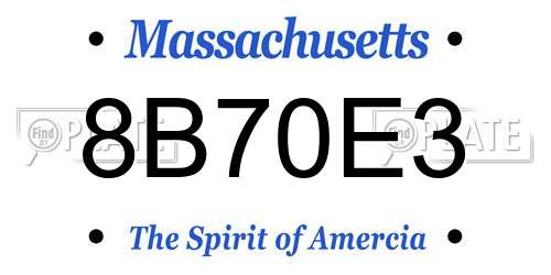 8B70E3 Massachusetts License Plate