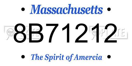 8B71212 Massachusetts License Plate