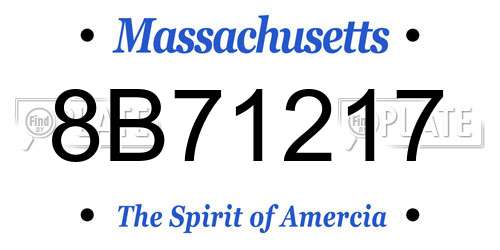 8B71217 Massachusetts License Plate