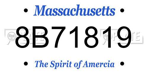 8B71819 Massachusetts License Plate