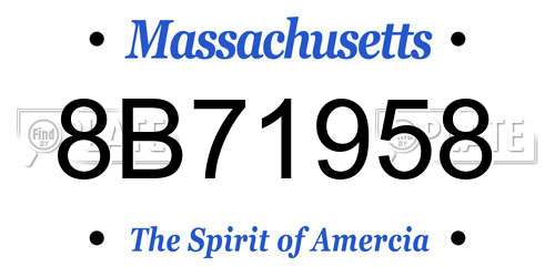 8B71958 Massachusetts License Plate