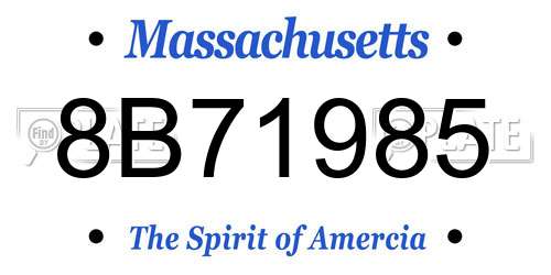 8B71985 Massachusetts License Plate