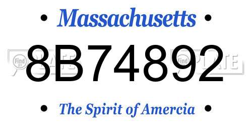 8B74892 Massachusetts License Plate