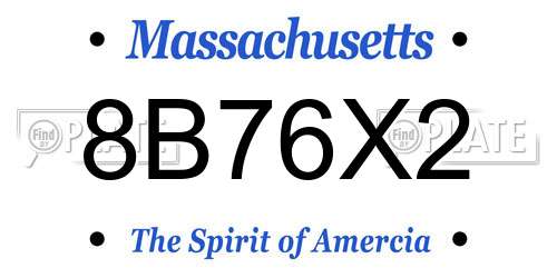 8B76X2 Massachusetts License Plate