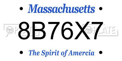 8B76X7 Massachusetts License Plate