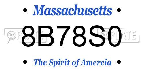 8B78S0 Massachusetts License Plate