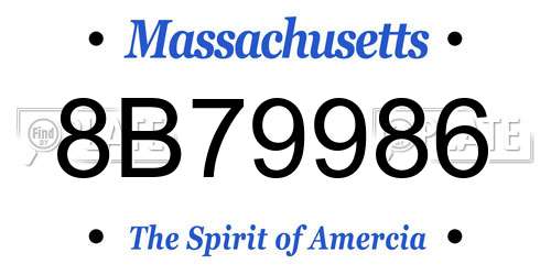 8B79986 Massachusetts License Plate