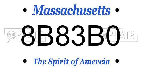 8B83B0 Massachusetts License Plate
