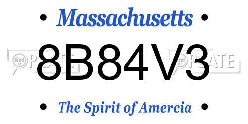 8B84V3 Massachusetts License Plate