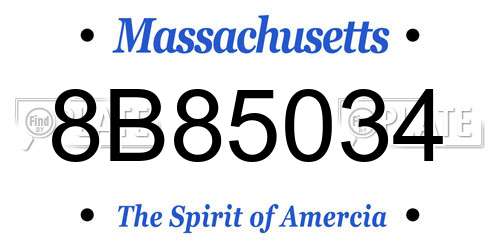 8B85034 Massachusetts License Plate