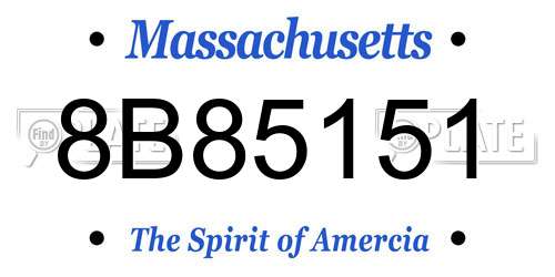 8B85151 Massachusetts License Plate