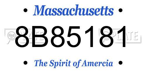 8B85181 Massachusetts License Plate