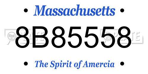 8B85558 Massachusetts License Plate