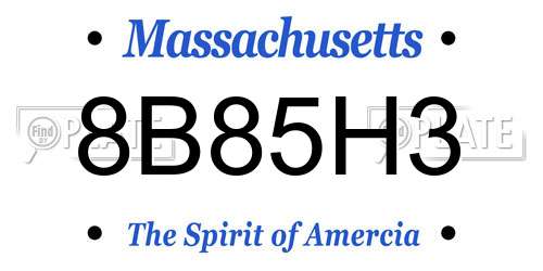 8B85H3 Massachusetts License Plate