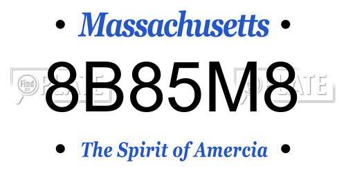 8B85M8 Massachusetts License Plate