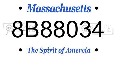 8B88034 Massachusetts License Plate