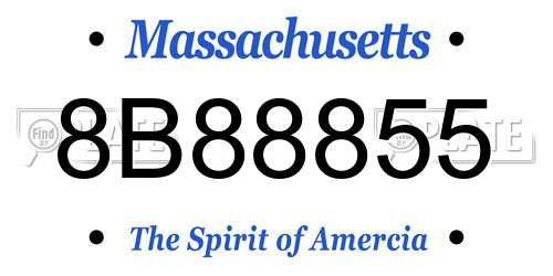 8B88855 Massachusetts License Plate