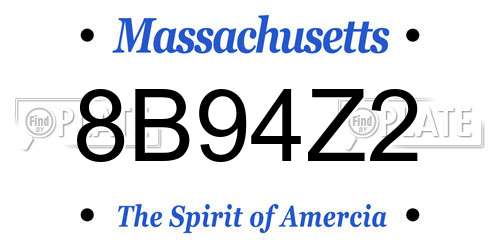 8B94Z2 Massachusetts License Plate