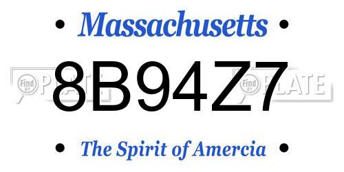8B94Z7 Massachusetts License Plate