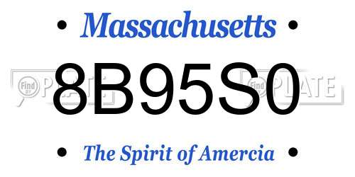 8B95S0 Massachusetts License Plate