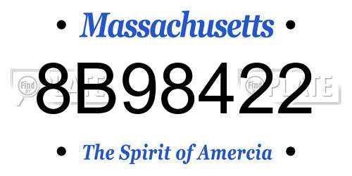 8B98422 Massachusetts License Plate