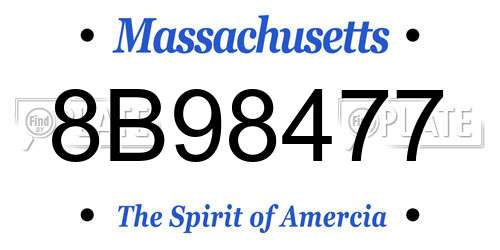 8B98477 Massachusetts License Plate