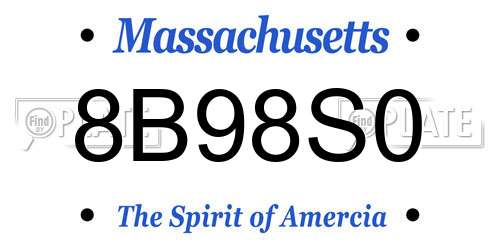 8B98S0 Massachusetts License Plate