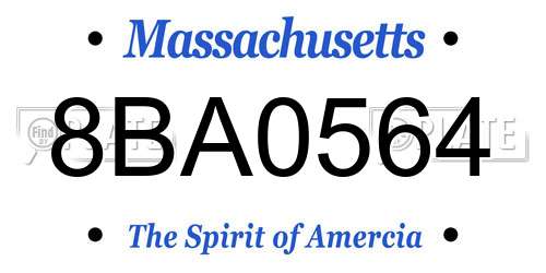 8BA0564 Massachusetts License Plate