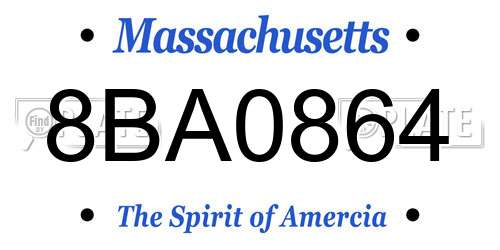 8BA0864 Massachusetts License Plate