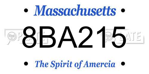 8BA215 Massachusetts License Plate