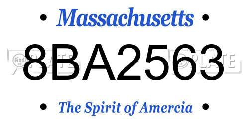 8BA2563 Massachusetts License Plate