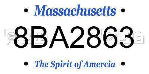 8BA2863 Massachusetts License Plate
