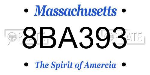 8BA393 Massachusetts License Plate