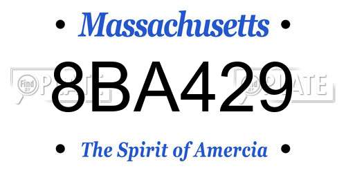 8BA429 Massachusetts License Plate